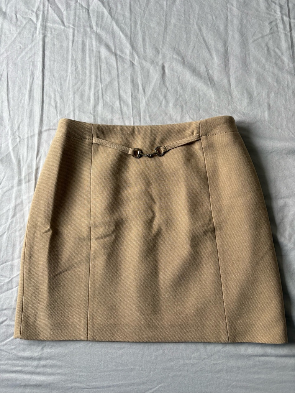 H&M Beige Mini Skirt with Front Buckle Detail